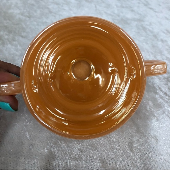 Fire King vintage peach iridescent cream sugar set FLAWED - Picture 15 of 16